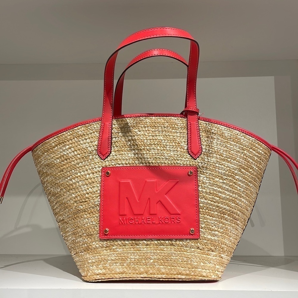 Michael Kors Kimber Large straw string tote shoulder bag - Picture 2 of 11